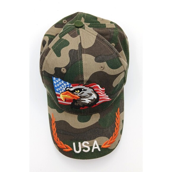USA American Flag Eagle Patriotic Baseball Hat Cap 7 1/4 Trucker Military Camo - Picture 2 of 8